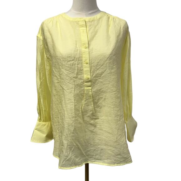 Express Button Front Lightweight Sheer Yellow Blouse Womens small Beach‎ summer - Picture 1 of 14